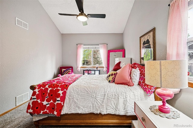 13313 Cherry Cir, Thornton, CO 80241 - bedroom with vaulted ceiling, carpet floors, a ceiling fan, and baseboards
