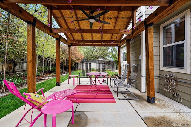 13313 Cherry Cir, Thornton, CO 80241 - view of patio / terrace featuring a fenced backyard and a ceiling fan