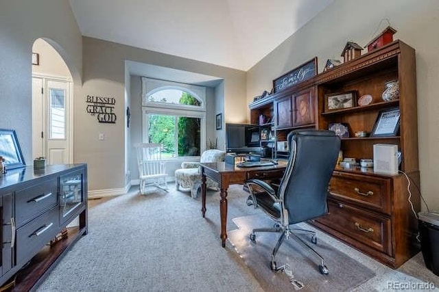 7176 S Pierson St, Littleton, CO 80127 - carpeted home office with arched walkways and baseboards