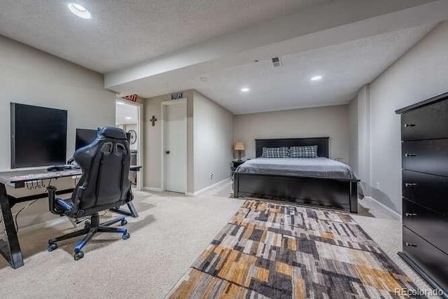 7176 S Pierson St, Littleton, CO 80127 - carpeted bedroom with baseboards, recessed lighting, a textured ceiling, and an office area