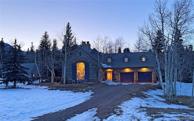 view of front of home with a garage