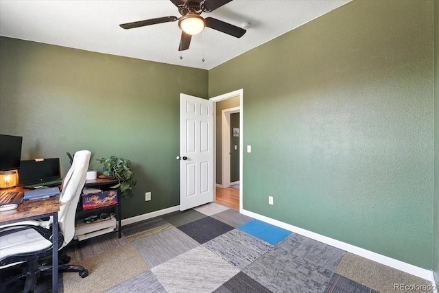 3316 Carlson Rd, Rye, CO 81069 - carpeted office space featuring ceiling fan and baseboards