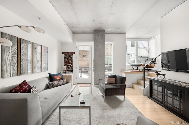 living area featuring wood finished floors