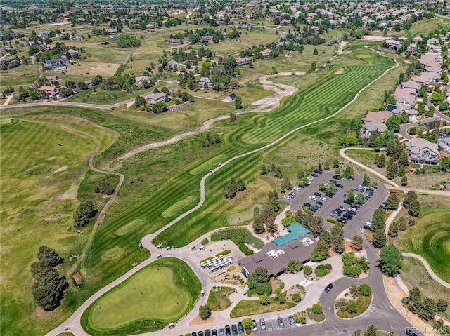 drone / aerial view with view of golf course