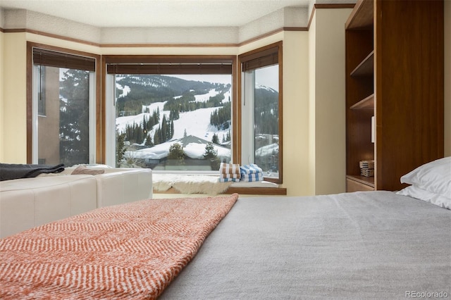 bedroom with a mountain view