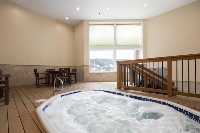 interior space featuring an indoor hot tub