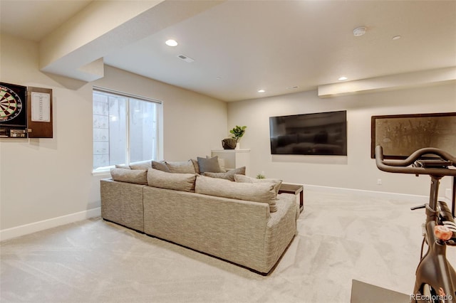 3765 W 88th Ct, Westminster, CO 80031 - living room featuring light carpet, baseboards, and recessed lighting