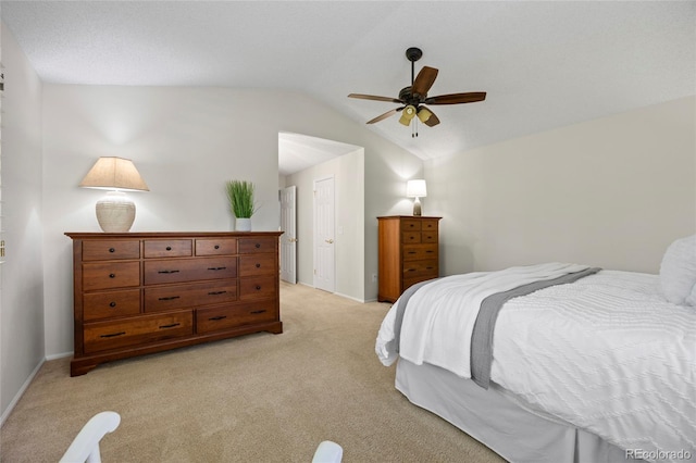 3726 E Nichols Ave, Centennial, CO 80122 - bedroom with light carpet, vaulted ceiling, baseboards, and ceiling fan