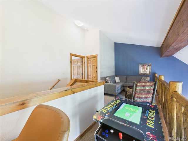 27 Lake Ridge Cir Unit 1842, Dillon, CO 80435 - rec room featuring carpet and high vaulted ceiling