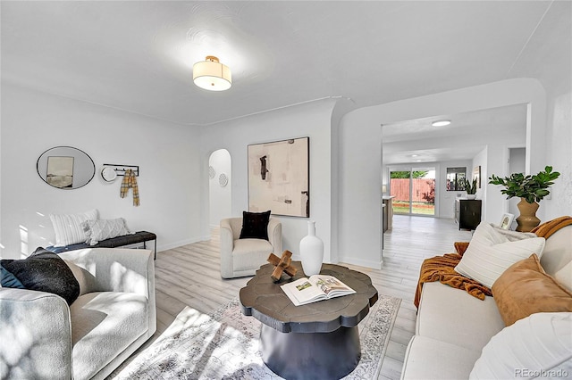 living room featuring light hardwood / wood-style floors