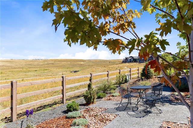 view of yard featuring a patio area and a rural view