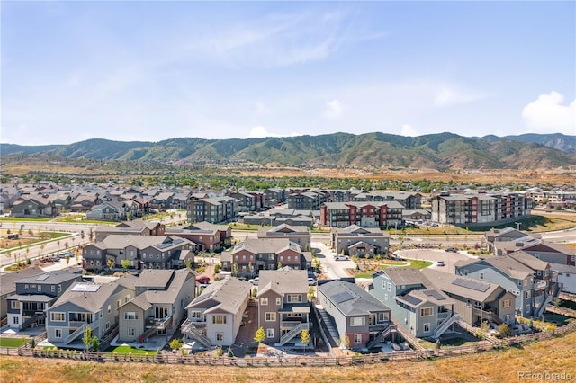 bird's eye view with a mountain view