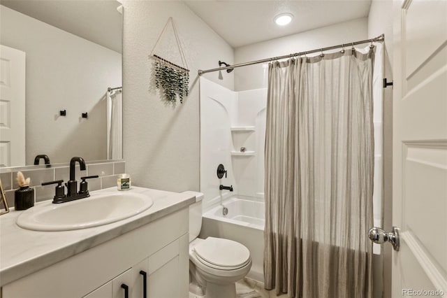 719 S Hoover Ave, Fort Lupton, CO 80621 - bathroom with vanity, shower / tub combo, and toilet