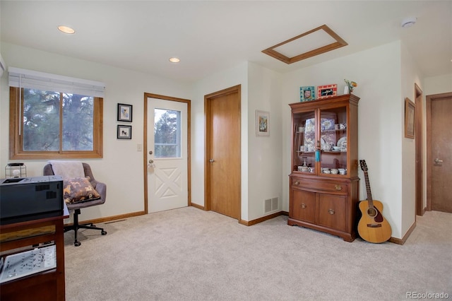 view of carpeted office