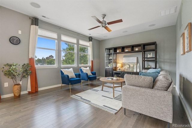 19067 W 57th Dr, Golden, CO 80403 - living room with a ceiling fan and wood finished floors