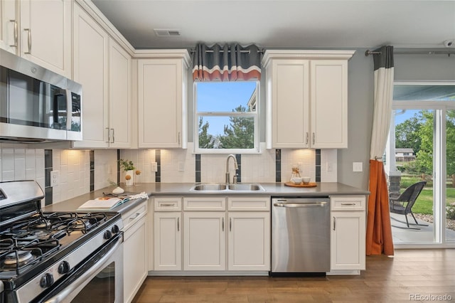 19067 W 57th Dr, Golden, CO 80403 - kitchen featuring stainless steel appliances, light wood-style flooring, healthy amount of natural light, and backsplash