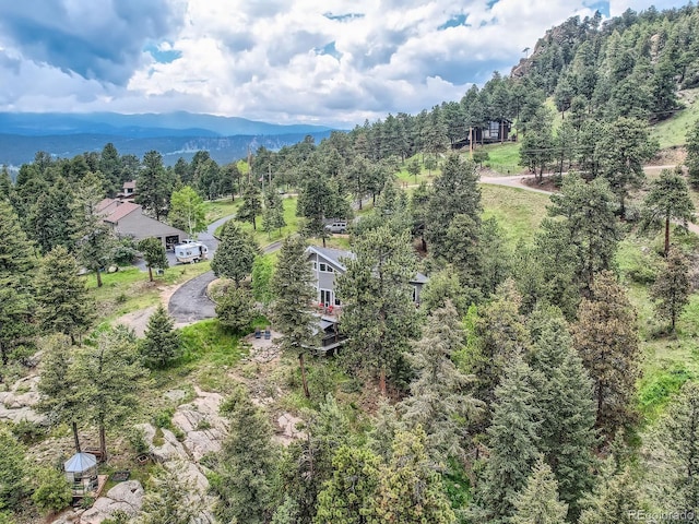 7273 Silverhorn Dr, Evergreen, CO 80439 - bird's eye view of a heavily wooded area and a mountain backdrop