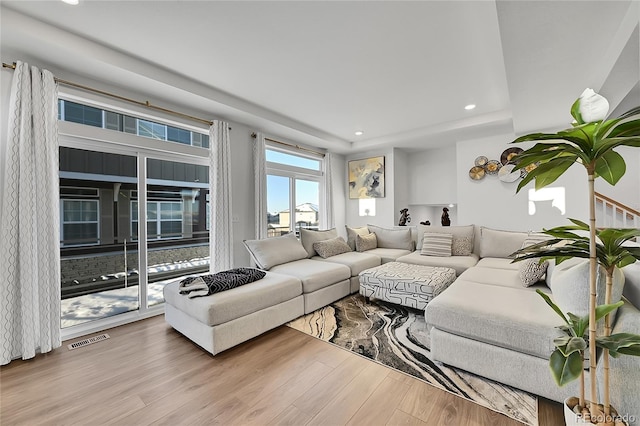 living room featuring light hardwood / wood-style floors