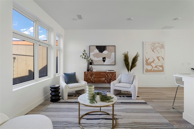 living area with light wood-type flooring