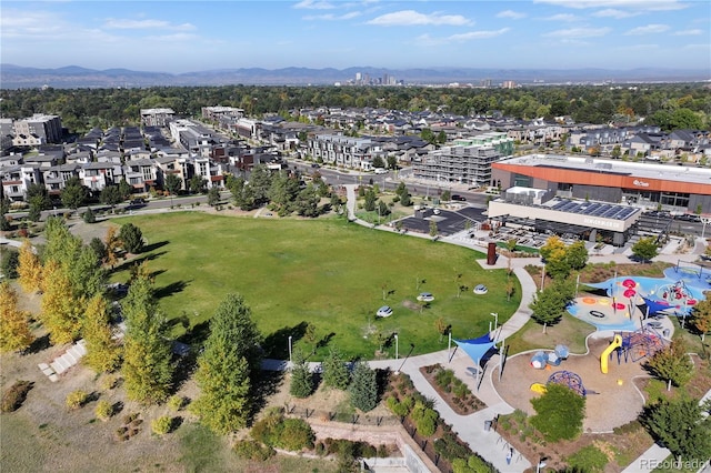 aerial view with a mountain view