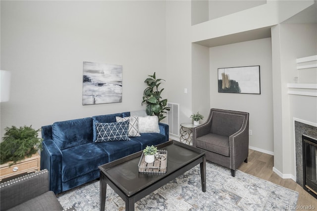 living room with hardwood / wood-style floors