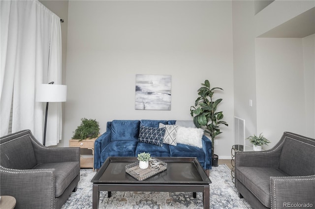 living room with hardwood / wood-style floors