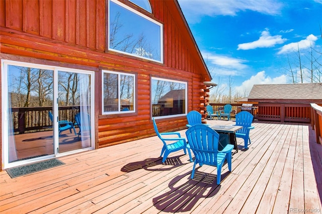 82 Sheep Ridge Rd, Fairplay, CO 80440 - wooden terrace featuring outdoor dining area