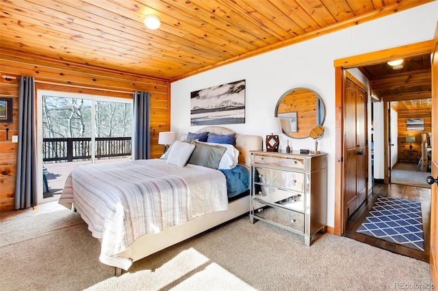82 Sheep Ridge Rd, Fairplay, CO 80440 - carpeted bedroom featuring access to exterior and wooden ceiling