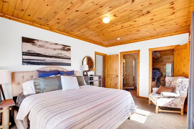 82 Sheep Ridge Rd, Fairplay, CO 80440 - carpeted bedroom featuring wooden ceiling and ornamental molding