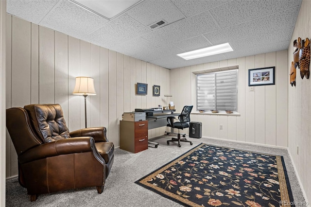 view of carpeted office space