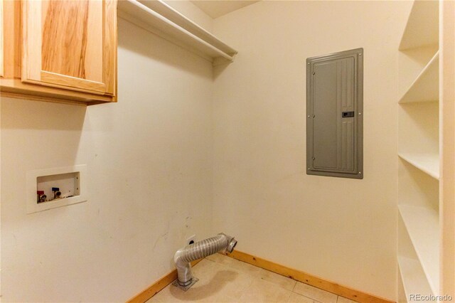 2177 County Road 341, Westcliffe, CO 81252 - clothes washing area featuring cabinet space, electric panel, washer hookup, and baseboards