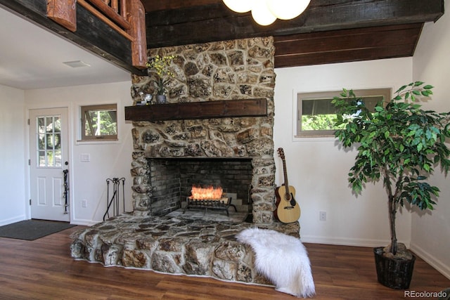 135 Nugget Ln, Alma, CO 80420 - detailed view of wood finished floors and a fireplace