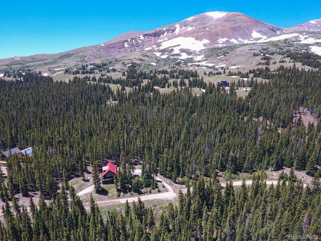 135 Nugget Ln, Alma, CO 80420 - aerial overview of property's location featuring a mountainous background and a heavily wooded area