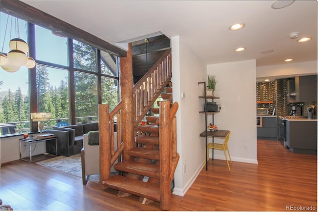 135 Nugget Ln, Alma, CO 80420 - stairs with wood finished floors and recessed lighting