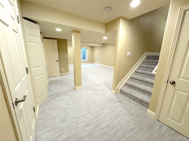 12743 W Bowles Pl, Littleton, CO 80127 - stairs featuring carpet, recessed lighting, and baseboards