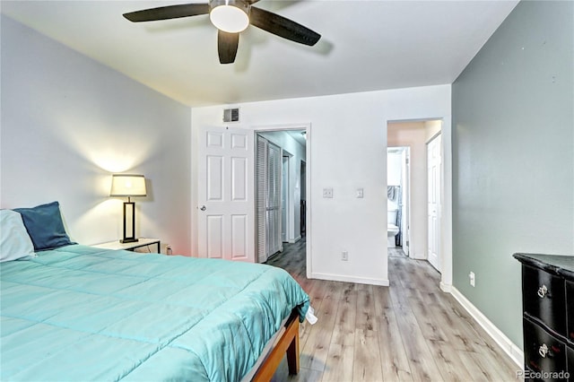 420 Wright St Unit 101, Lakewood, CO 80228 - bedroom featuring light wood-type flooring and a ceiling fan