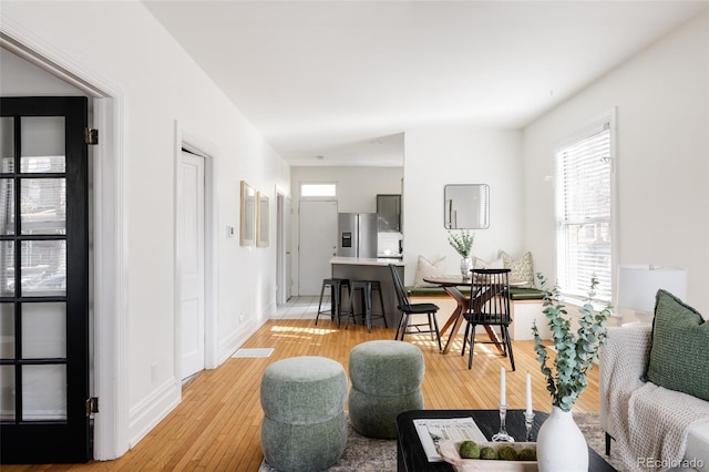 living area with light wood-type flooring