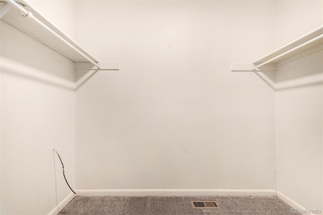 spacious closet featuring visible vents and carpet