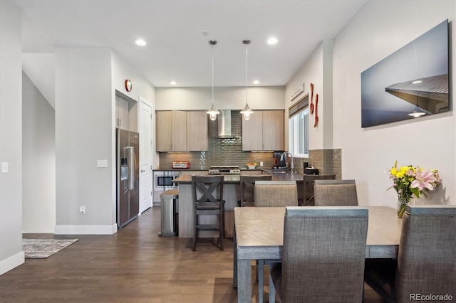2898 W 22nd Ave, Denver, CO 80211 - dining area with dark wood finished floors, recessed lighting, and baseboards