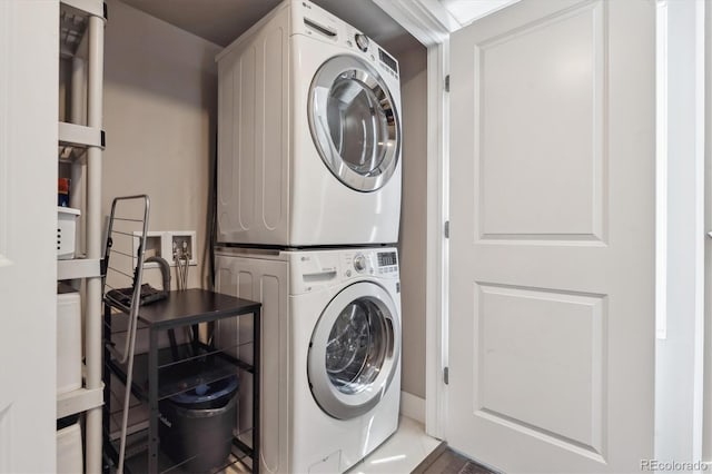 2898 W 22nd Ave, Denver, CO 80211 - laundry room with stacked washing machine and dryer