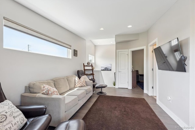 2898 W 22nd Ave, Denver, CO 80211 - living area with wood finished floors, recessed lighting, and baseboards