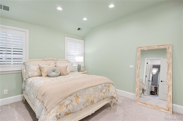 1164 S High St, Denver, CO 80210 - carpeted bedroom featuring vaulted ceiling and recessed lighting