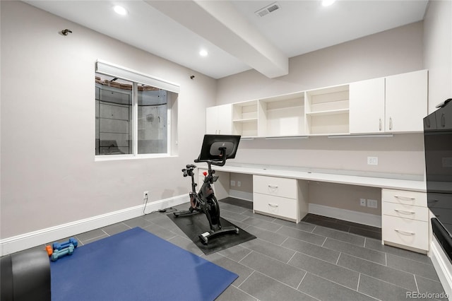 1164 S High St, Denver, CO 80210 - unfurnished office with built in desk, recessed lighting, and dark tile patterned flooring
