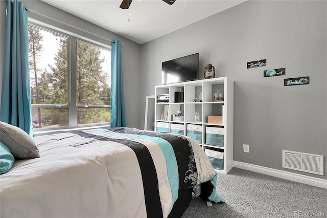 171 Columbine St, Larkspur, CO 80118 - bedroom with carpet floors and a ceiling fan