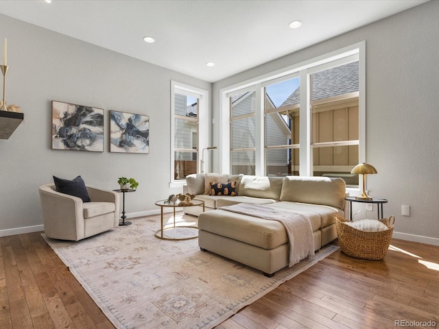 5511 Wabash St, Denver, CO 80238 - living area featuring hardwood / wood-style flooring, baseboards, and recessed lighting