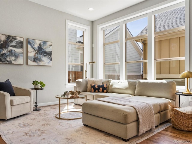 5511 Wabash St, Denver, CO 80238 - living room with baseboards and light wood-style floors