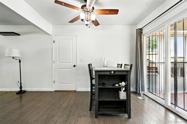 4604 Routt St, Wheat Ridge, CO 80033 - dining space with wood finished floors and ceiling fan
