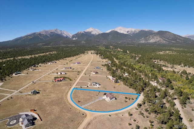 aerial view with a mountain view