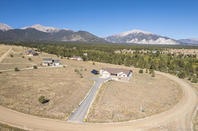 birds eye view of property with a mountain view and a rural view