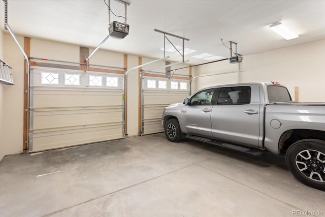 garage with a garage door opener